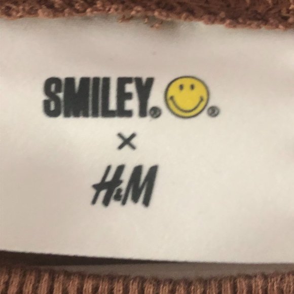 H&M T-Shirt Womens M Brown Smiley Collection Printed Short Sleeve Tee Shirt - Picture 3 of 6